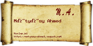 Mátyásy Ahmed névjegykártya